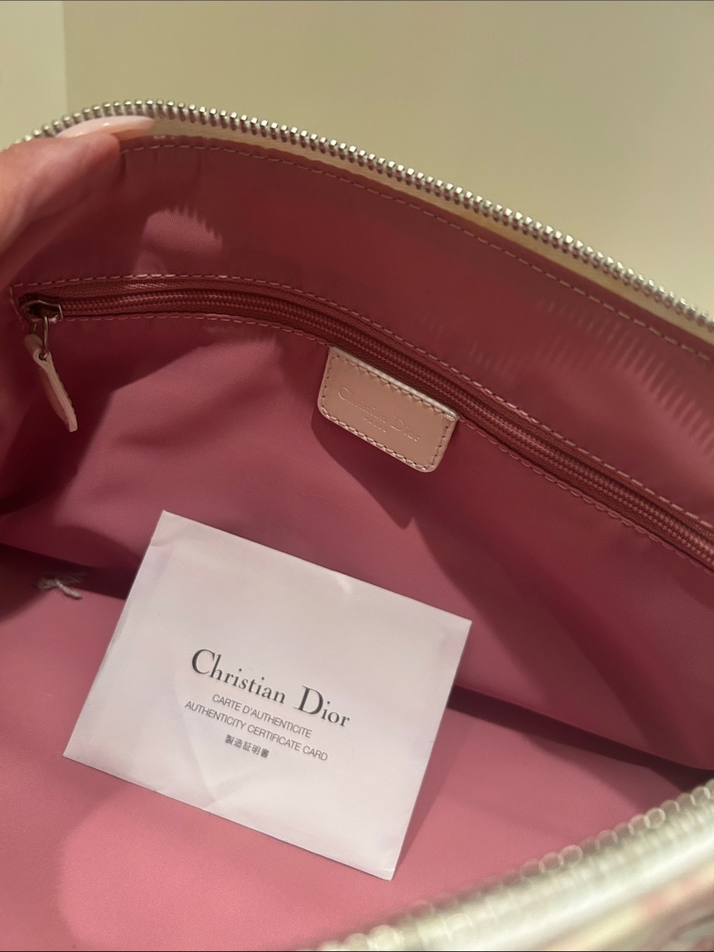 Dior Pink and White Floral Bowling Satchel with Crystal '1' Accent - Picture 7 of 13